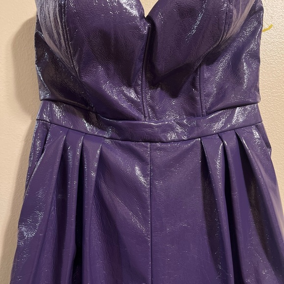 Vibrant M.I.U. Purple Faux Leather Strapless Jumpsuit NWT Size S Women's Casual - Picture 5 of 14